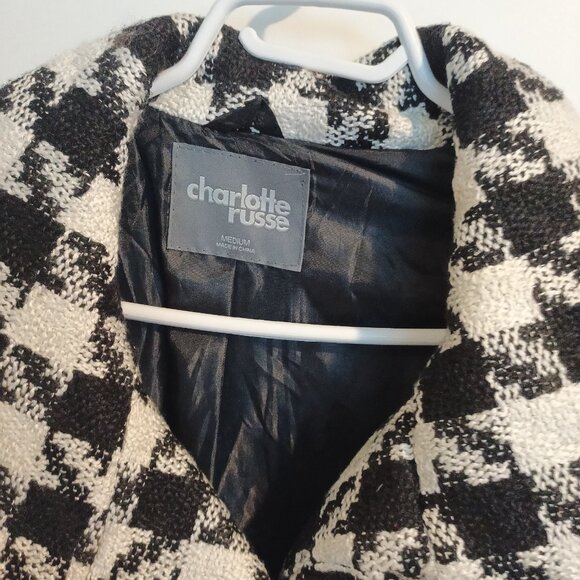 Charlotte Russe Women's Knit Houndstooth Wool Blend Coat Size Medium - Picture 3 of 8
